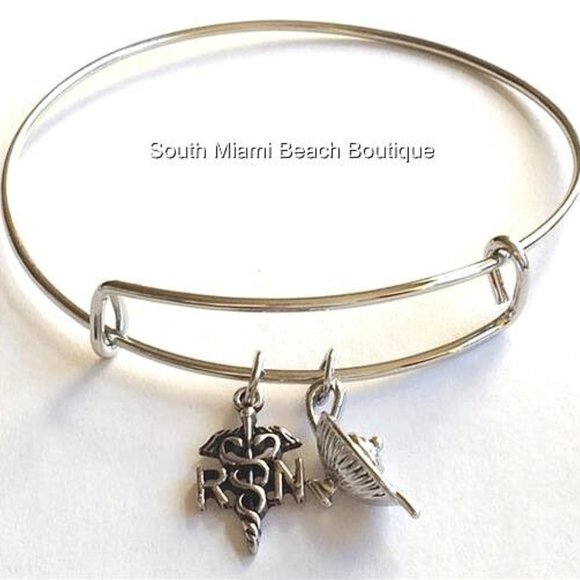 Nursing RN Caduceus Charm Bracelet Nightingale Lamp Nurse Graduation Gift - Picture 2 of 9